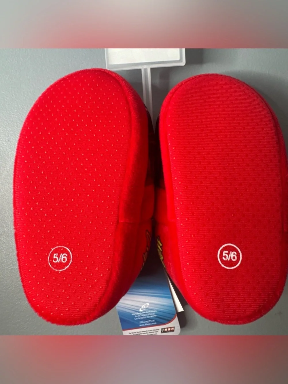 Disney Pixar Cars lightning mcqueen Red Plush Kids Slippers grip sole cozy warm